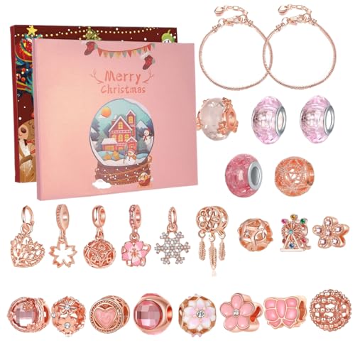 Adventskalender 2024, Adventskalender Armband 24 Tage Weihnachts -Countdown -Charmalme Armband 2024 Rose Gold Legierung Weihnachten für Kinder, Mädchen, Teenager, Weihnachten Adventskalender 2024, Adventskalender Armband 24 Tage Weihnachts -Countdown -Charmalme Armband 2024 Rose Gold Legierung Weihnachten für Kinder, Mädchen, Teenager, Weihnachten von Peosaard