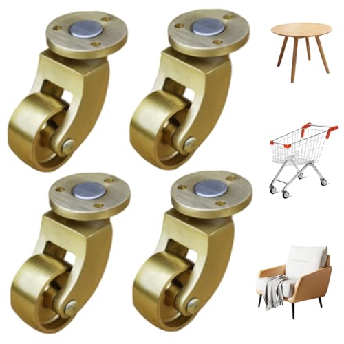 Castors Räder Sets 4, Castors Räder Sets 4, 360-Grad-Schwenkmöbel Rollen, antiker Hochleistungskupferschreibtisch für Sofa Trolley Stühle Schrankbett, Rollen für Möbelbeine von Peosaard