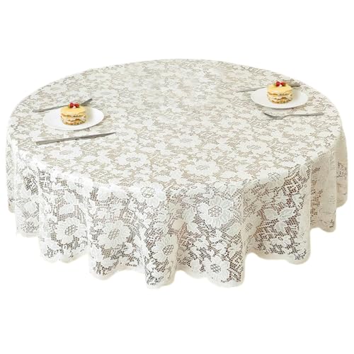 Stickte runde Tischdecke, 60 -Zoll -Spitzen -Tischabdeckung, Blumendesign für Essen, Hochzeit, Restaurant, Beige Stickte runde Tischdecke, 60 -Zoll -Spitzen -Tischabdeckung, Blumendesign für Essen, Hochzeit, Restaurant, Beige von Peosaard