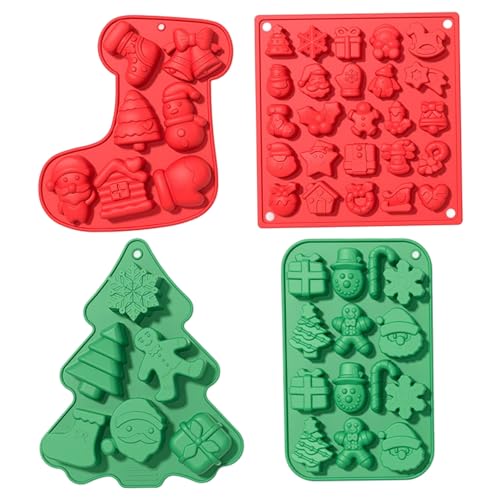 Weihnachts -Silikonformen, 4pcs Food Grade lustige Formen mit hängenden Loch für Seife Totentuchstudienkollegen von Peosaard