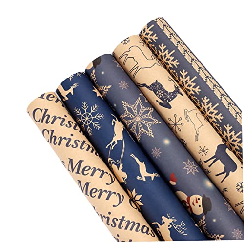 Wickelpapierrollen, Weihnachtspapierpapierblätter recycelter Kraft für festliche Dekoration 5 Blätter, Weihnachten von Peosaard