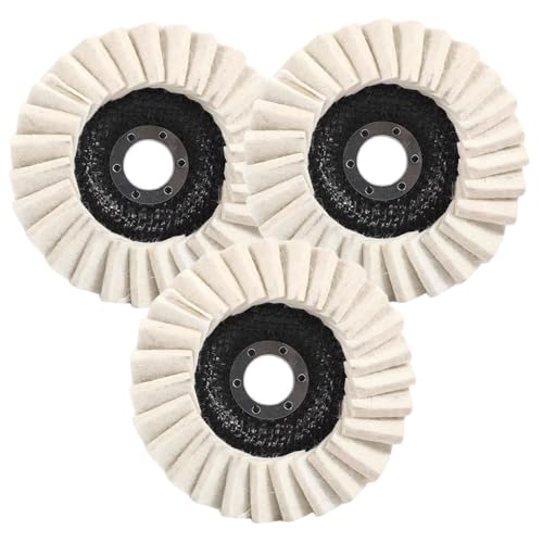 Wollpolster, Wollfilzklappenpolierscheibe, 3pcs 4, 5 Zoll Polierrad, Polierrad für Metall, Marmorstein, Möbelauto -Wachs Wollpolster, Wollfilzklappenpolierscheibe, 3pcs 4, 5 Zoll Polierrad, Polierrad für Metall, Marmorstein, Möbelauto -Wachs von Peosaard