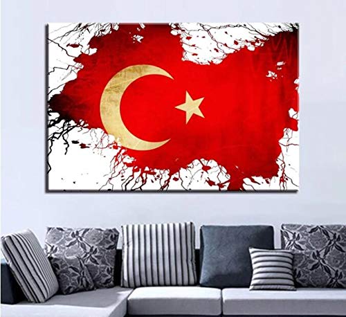 Diamantmalerei Wohnkultur Türkei Flagge Diamantstickerei Stickerei Perlen Diamant eingelegt Strass Bild Platz 30x40cm von Pepkgk