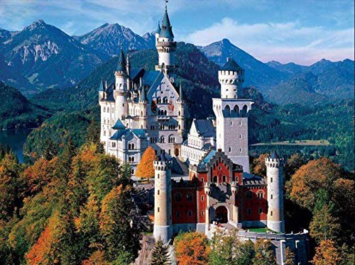 Pepkgk Schloss Neuschwanstein 5D Diamond Painting Kit Volldiamant DIY Diamond Art Kreuzstich Digital Square 50x60cm von Pepkgk