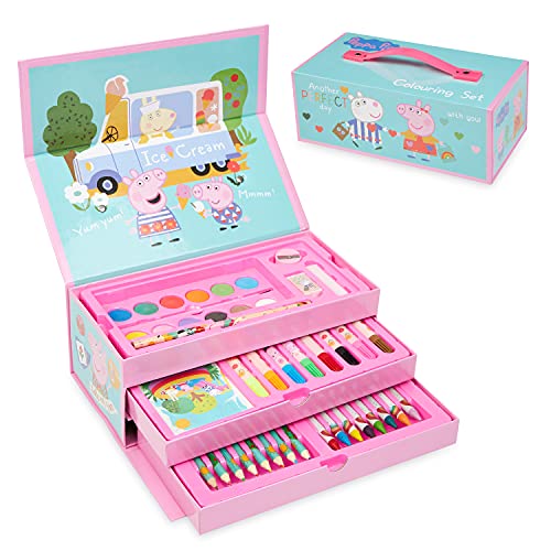 Peppa Pig Buntstifte Kinder Set, Malset für Kinder, Peppa Wutz Stifte Mädchen, Malkasten Kinder von Peppa Pig