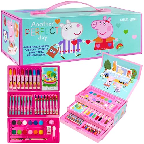 Peppa Pig Buntstifte Kinder Set, Malset für Kinder, Peppa Wutz Stifte Mädchen, Malkasten Kinder von Peppa Pig