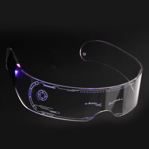 LED-Visierbrille, 7 Farben, 3 Modi, Cyberpunk-Brille, wiederaufladbar, leuchtende Brille für Halloween, Cosplay, Bar, Club, Festival, Party, futuristische Neonbrille (2 Stück) von Peppy