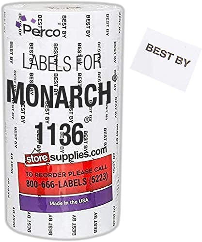 Perco "Best by" Etiketten für Monarch 1136 Preisauszeichner - 8 Rollen, 14.000 Markierungsetiketten Perco "Best by" Etiketten für Monarch 1136 Preisauszeichner - 8 Rollen, 14.000 Markierungsetiketten von Perco