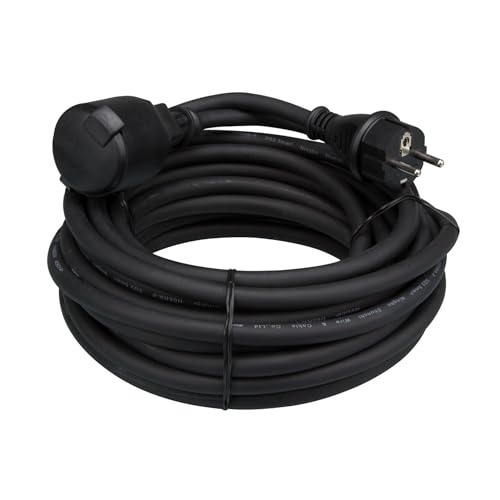 Perel Verlängerungskabel, H05RR-F 3G2.5, 10 m, 16 A/230 V, 3680 W, Typ E/F, IP44, Gummi, schwarz Perel Verlängerungskabel, H05RR-F 3G2.5, 10 m, 16 A/230 V, 3680 W, Typ E/F, IP44, Gummi, schwarz von Perel