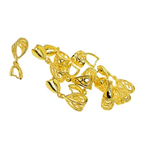 10 Bulk Vergoldet Pinch Bails Verschlussverbinder Filigrane Blumenverbinder DIY Zubehör, Halskettenherstellung von Perfeclan