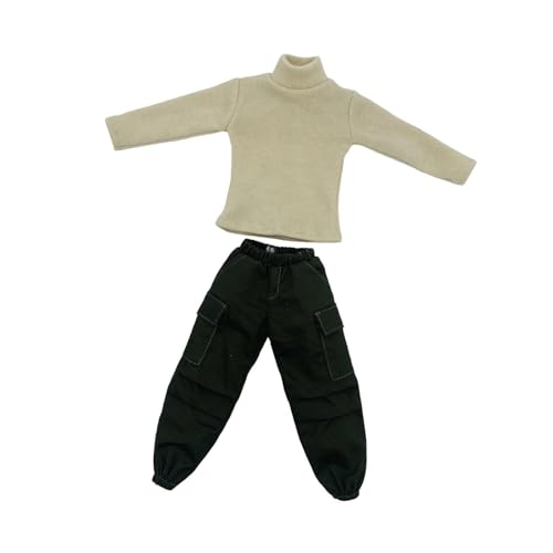 Perfeclan 1/6 Actionfigur Kleidung Set - Männlicher Rollkragenpullover & Frachthosen Outfit für 12" Puppen - Stilvolles DIY Kostüm für Hot Toys, BJD & Actionfiguren, Beige von Perfeclan