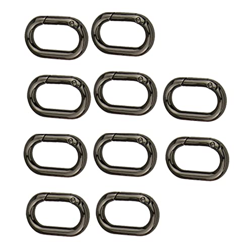 Perfeclan 10 Stück Oval Ringe Oval Karabiner Metall Spaltringe Schlüsselanhänger Schnalle Karabinerhaken Klemmverschluss 2,5 cm DIY, Schwarz von Perfeclan