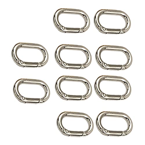 Perfeclan 10 Stück Oval Ringe Oval Karabiner Metall Spaltringe Schlüsselanhänger Schnalle Karabinerhaken Klemmverschluss 2,5 cm DIY, Silber von Perfeclan