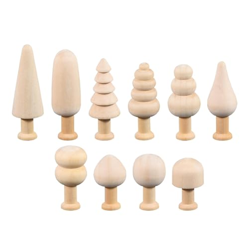 Perfeclan 10 Stück unlackierter Holzbaum, Miniaturbaum, leerer Weihnachtsbaum aus Holz, Mini-Holzbäume zum Zeichnen, Spielzeug, Graffiti, Kinderzimmer-Ornament von Perfeclan