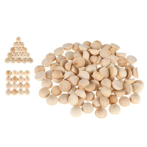 Perfeclan 100 Stück Geteilte Holzkugeln, kleine unvollendete halbrunde Holzperlen für Kinder, Bastelprojekte, Zwergennasen, abgestuftes Tablett-Dekor, 1.5 cm x 0.75 cm von Perfeclan