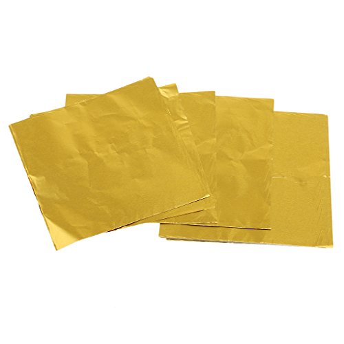Perfeclan 100er-Set Wrapper Folienpapier Verpackungspapier Backpapier Geschenkpapier, aus Aluminiumfolie, Gold von Perfeclan