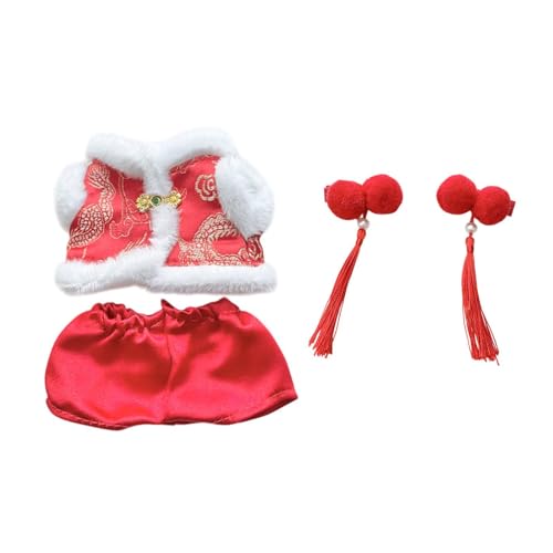 Perfeclan 17 cm Plüsch-Puppenkleidung, Puppen-Outfit, Tang-Anzug, weiche Anzieh-Cosplay-Mode, chinesisches Neujahrskostüm, Stofftier-Kleidung, mit Haarnadel Perfeclan 17 cm Plüsch-Puppenkleidung, Puppen-Outfit, Tang-Anzug, weiche Anzieh-Cosplay-Mode, chinesisches Neujahrskostüm, Stofftier-Kleidung, mit Haarnadel von Perfeclan
