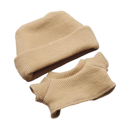 Perfeclan 2-teilige Kleidung für 17/15 cm Puppen-Outfits, einzigartige, schöne Accessoires, DIY-Anzieh-Hut und Oberteil-Kostüme für Puppen 5,91 Zoll/6,69 Zoll, Khaki von Perfeclan