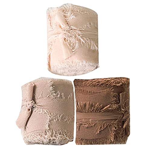 Perfeclan 3 Rollen -Chiffon-Seidenband 5,1 x 5 m, ausgefranste, Band für Dekorationen, Hochzeitseinladungen, Brautsträuße, Valentinstag, Kaffee-Serie Perfeclan 3 Rollen -Chiffon-Seidenband 5,1 x 5 m, ausgefranste, Band für Dekorationen, Hochzeitseinladungen, Brautsträuße, Valentinstag, Kaffee-Serie von Perfeclan