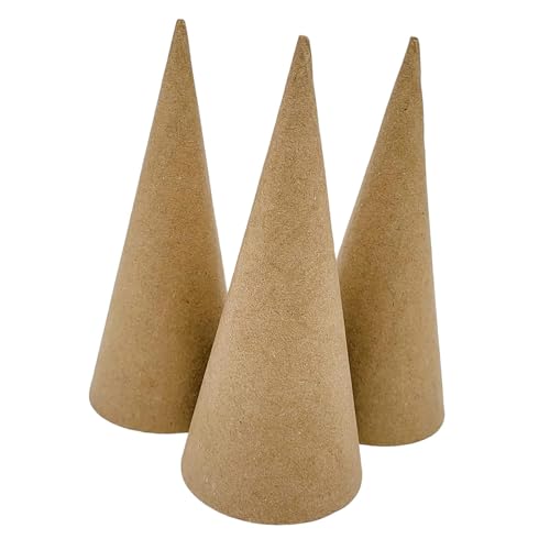 Perfeclan 3 x Pappmaché-Kegel mit offenem, DIY-Kunsthandwerk, fantasievolle Pappkegel, Weihnachtsbaum-Dekoration zum Bemalen von Partyhüten, 15cm von Perfeclan