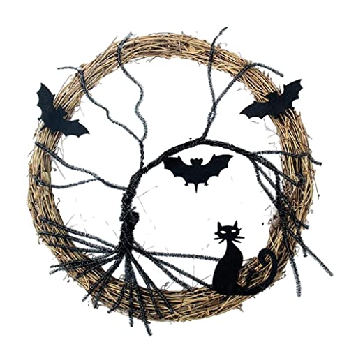 Perfeclan 30 cm Halloween Kranz Schwarz Katze Liefert Festliche Ornamente Party Favors Leuchten Leuchtende Girlande für Fronttür Fe Perfeclan 30 cm Halloween Kranz Schwarz Katze Liefert Festliche Ornamente Party Favors Leuchten Leuchtende Girlande für Fronttür Fe von Perfeclan