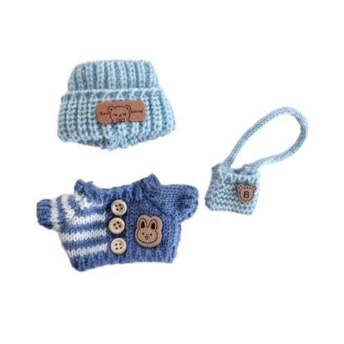 Perfeclan 3X Mini-Puppen-Kleidung Set Hut Pullover Rucksack Set Kostüme Cartoon Stilvolles Kleid Puppe Outifits für 15cm 17cm Anhänger Puppe, Blau Perfeclan 3X Mini-Puppen-Kleidung Set Hut Pullover Rucksack Set Kostüme Cartoon Stilvolles Kleid Puppe Outifits für 15cm 17cm Anhänger Puppe, Blau von Perfeclan