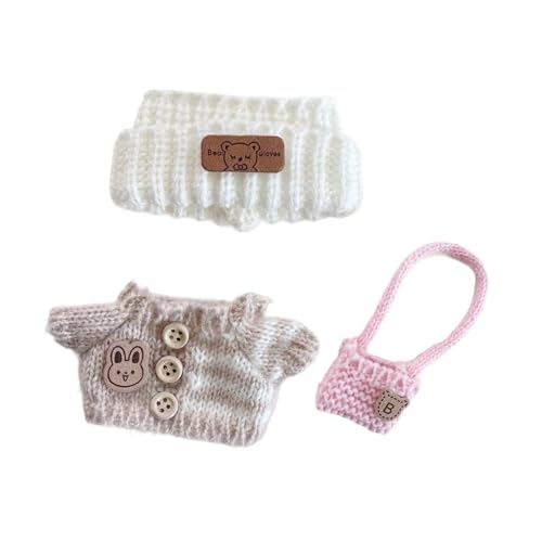 Perfeclan 3X Mini-Puppen-Kleidung Set Hut Pullover Rucksack Set Kostüme Cartoon Stilvolles Kleid Puppe Outifits für 15cm 17cm Anhänger Puppe, Weiß Khaki Und Pink Perfeclan 3X Mini-Puppen-Kleidung Set Hut Pullover Rucksack Set Kostüme Cartoon Stilvolles Kleid Puppe Outifits für 15cm 17cm Anhänger Puppe, Weiß Khaki Und Pink von Perfeclan