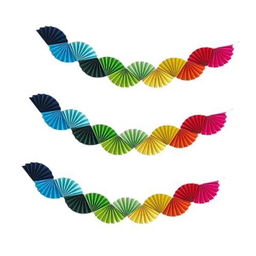Perfeclan 3X Papierfächer-Girlande, Hintergrund, dekorative Deckendekoration zum Aufhängen für -Babyparty, Jubiläumsparty-, Mehrfarbig von Perfeclan
