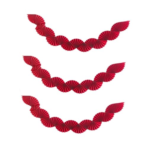 Perfeclan 3X Papierfächer-Girlande, Hintergrund, dekorative Deckendekoration zum Aufhängen für -Babyparty, Jubiläumsparty-, Rot Perfeclan 3X Papierfächer-Girlande, Hintergrund, dekorative Deckendekoration zum Aufhängen für -Babyparty, Jubiläumsparty-, Rot von Perfeclan