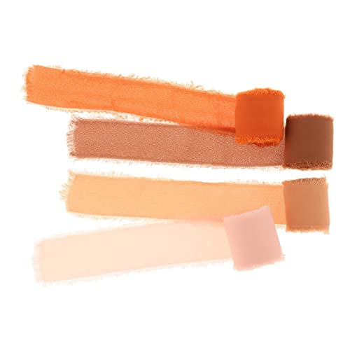 4 Stück Chiffon-Seidenband mit ausgefransten Kanten zum Verpacken von Hochzeitseinladungen und Geschenken, Orange 4 Stück Chiffon-Seidenband mit ausgefransten Kanten zum Verpacken von Hochzeitseinladungen und Geschenken, Orange von Perfeclan
