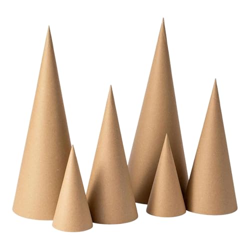 Perfeclan 6X Pappmaché-Kegel zum Basteln, vielseitig einsetzbar, fantasievolle Hände auf Pappkegel, unten offen, für Partyhüte, Dekorieren, Bemalen, 15 cm 25 cm 35 cm von Perfeclan