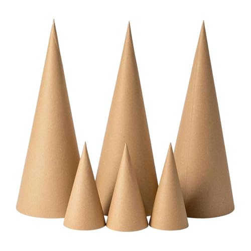 Perfeclan 6X Pappmaché-Kegel zum Basteln, vielseitig einsetzbar, fantasievolle Hände auf Pappkegel, unten offen, für Partyhüte, Dekorieren, Bemalen, 15 cm 35 cm von Perfeclan