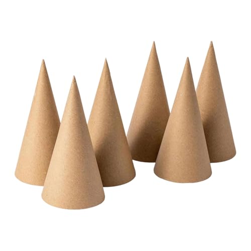 Perfeclan 6X Pappmaché-Kegel zum Basteln, vielseitig einsetzbar, fantasievolle Hände auf Pappkegel, unten offen, für Partyhüte, Dekorieren, Bemalen, 15cm von Perfeclan