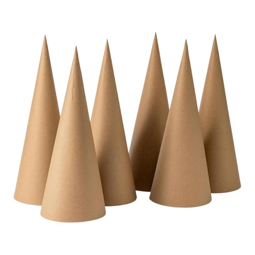 Perfeclan 6X Pappmaché-Kegel zum Basteln, vielseitig einsetzbar, fantasievolle Hände auf Pappkegel, unten offen, für Partyhüte, Dekorieren, Bemalen, 25cm von Perfeclan