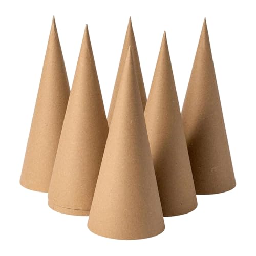 Perfeclan 6X Pappmaché-Kegel zum Basteln, vielseitig einsetzbar, fantasievolle Hände auf Pappkegel, unten offen, für Partyhüte, Dekorieren, Bemalen, 35cm von Perfeclan