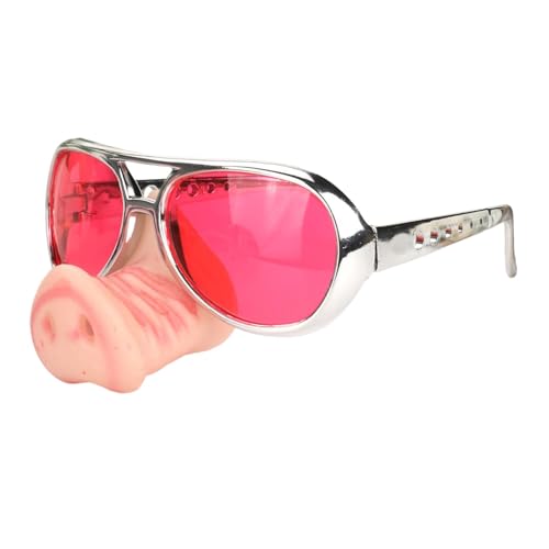 Perfeclan Brille mit großer Schweinenase, Verkleidungsbrille, Party-Sonnenbrille für Cosplay, Partygeschenke, Rot von Perfeclan