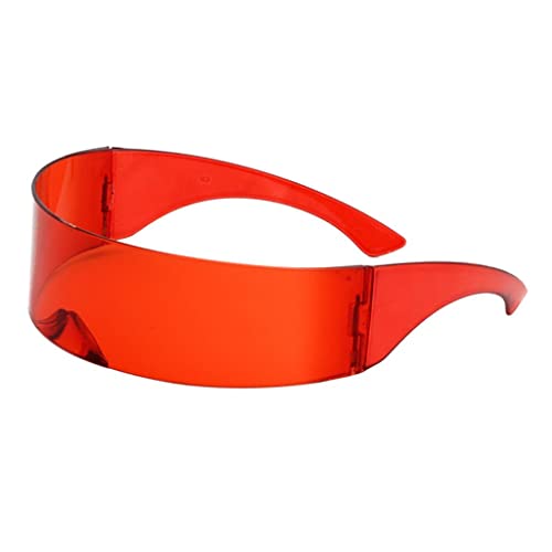 Perfeclan Coole futuristische verspiegelte Einzelobjektiv-Sonnenbrille für Damen und Herren, Rot von Perfeclan