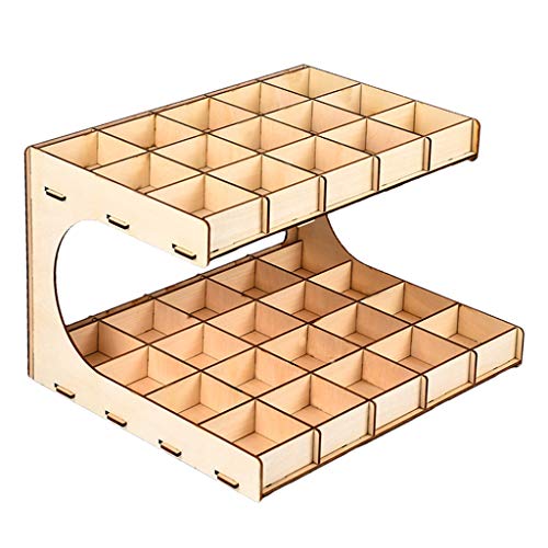 Perfeclan DIY Farbständer Holzregal Farbhalter Pinselhalter für große Farbensammlung, 2-lagiges 35-Gitter von Perfeclan