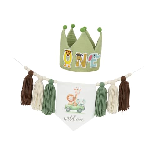 Perfeclan Erste Geburtstagsfeier Dekorationen, Hochstuhl Banner Home Dekoration Hängende Ornament Crown Hut mit Holzperle Quasten Girlande, mit Cartoonhut Perfeclan Erste Geburtstagsfeier Dekorationen, Hochstuhl Banner Home Dekoration Hängende Ornament Crown Hut mit Holzperle Quasten Girlande, mit Cartoonhut von Perfeclan