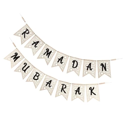 Perfeclan Holz Ramadan Banner Eid Mubarak glückliche Geschenke Neuheit Ramadan Hanging Ornamente Dekor für Wohnzimmer Veranda, Schwarz von Perfeclan