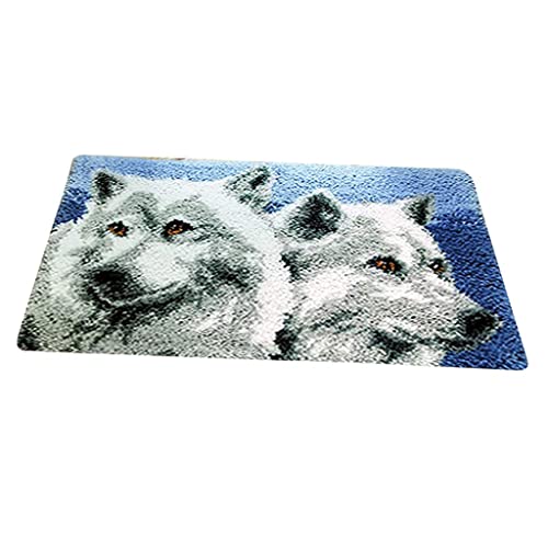 Perfeclan Knüpfhaken-Set Knüpfset Teppich Knüpfteppich Formteppich Knüpfpackung Ornamente für Anfänger & Erwachsene, Wolf von Perfeclan