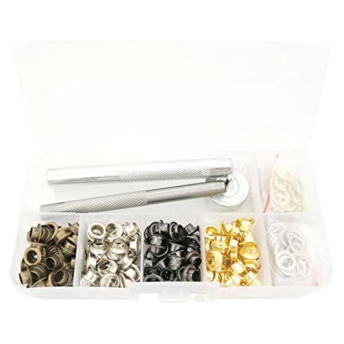 Perfeclan Metallösen, Ösen, Werkzeugsatz, Metallknopf, 4 Farben, solide, mit 3, Werkzeugscheibe, für Kleidung, Gürtel, DIY-Projekte, Tasche, 200 Sätze von Perfeclan