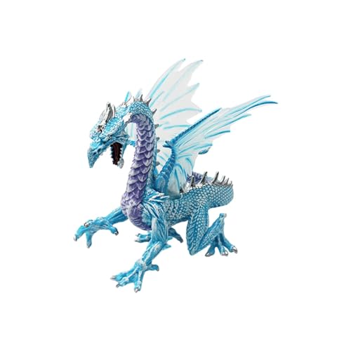 Perfeclan Miniatur-Drachenstatue, Drache-Actionfigur, realistische Drachenfigur für Kuchendekoration, Desktop-Motto-Party-Ornament, Blau von Perfeclan