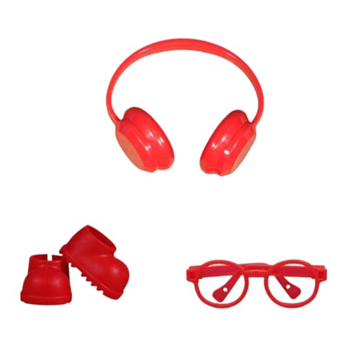 Perfeclan Puppen-Regenstiefel-Zubehör, Elegante Foto-Requisiten, Kostüme, DIY-Puppenschuhe mit Kopfhörern und Brille für 6,69 Zoll, Rot Perfeclan Puppen-Regenstiefel-Zubehör, Elegante Foto-Requisiten, Kostüme, DIY-Puppenschuhe mit Kopfhörern und Brille für 6,69 Zoll, Rot von Perfeclan