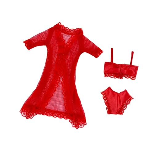 Perfeclan Puppen-Schlafanzug, Nachtwäsche für 11,5 Zoll Mädchenpuppe, Unterwäsche, Badeanzug, handgefertigt, Sommer, Badekleidung, Bikini-Kleidung, Rot von Perfeclan