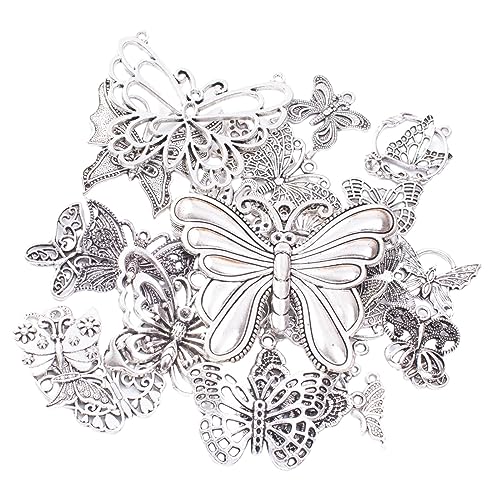 Perfeclan Schmetterling-Charms-Anhänger, dekoratives kleines Zubehör, Vintage-Stil, Metall für Schlüsselanhänger, Schmuckzubehör, Bastelzubehör, Silber Perfeclan Schmetterling-Charms-Anhänger, dekoratives kleines Zubehör, Vintage-Stil, Metall für Schlüsselanhänger, Schmuckzubehör, Bastelzubehör, Silber von Perfeclan
