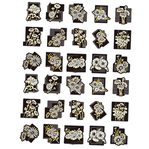 perfeclan 30 Stück DIY Blumenaufkleber Handkonto Dekor Handbuch Tagebuch Handwerk, wasserdicht, Sammelalbum Zubehör, Pflanzen Aufkleber für Bilderrahmen Party, Chrysantheme von Perfeclan