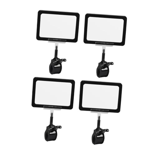 perfeclan 4 Stück Schildhalter-Clips, drehbare Preisschilder-Klemmen, drehbarer Kartenschutz, Doppelkopf-Clip für Regale, Geschäftsröhren, Menüetiketten, Schwarz von Perfeclan