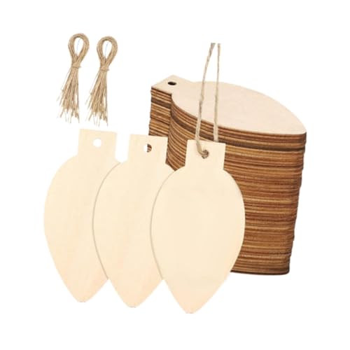 perfeclan 50 Stück unfertige Holzschilder zum Aufhängen, Weihnachtsschmuck aus Holz, leere, bemalbare Plaketten zum Beschriften, Bemalen, Selbermachen, von Perfeclan