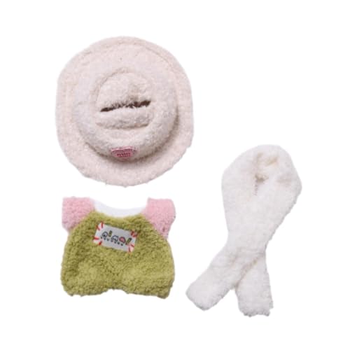 Perfeclan Puppenoverall, handgefertigte Kleidung, Rollenspiel-Kostümzubehör, Puppenkleidung für 15–17 cm große Puppen mit Anhänger, Thanksgiving-Geschenke, Grün mit Hut von Perfeclan